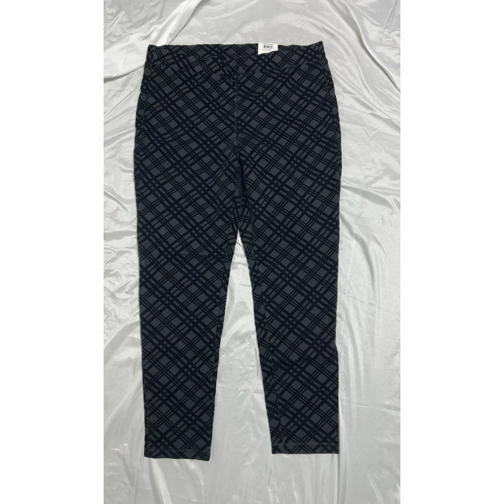 Style and Co NWT Mid-Rise Comfort Waist Ponte Leggings Black Tartan Preppy XL